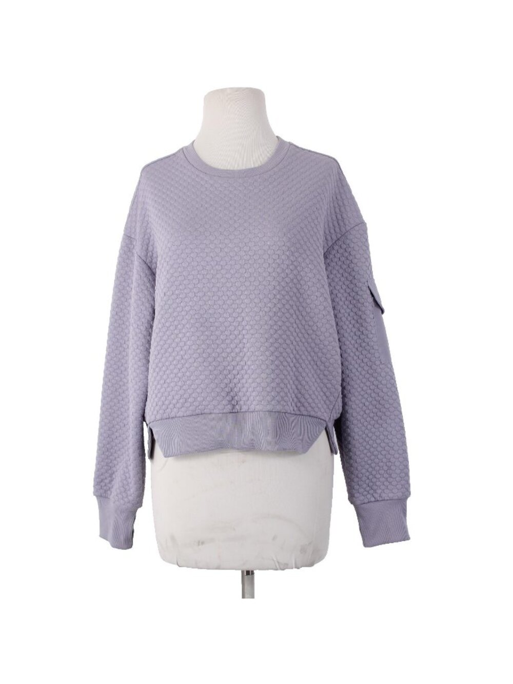 Cali AW Sweater Sport Sz S Lavender Purple Textured Long Sleeve 100% Polyester